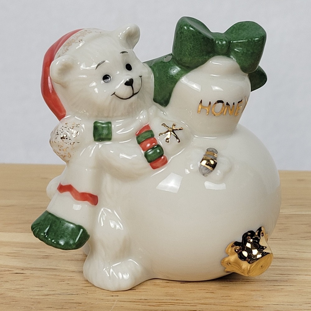 Lenox Beary Merry Christmas Ornament Figurine 24k Gold Accents Hand-Painted 2004